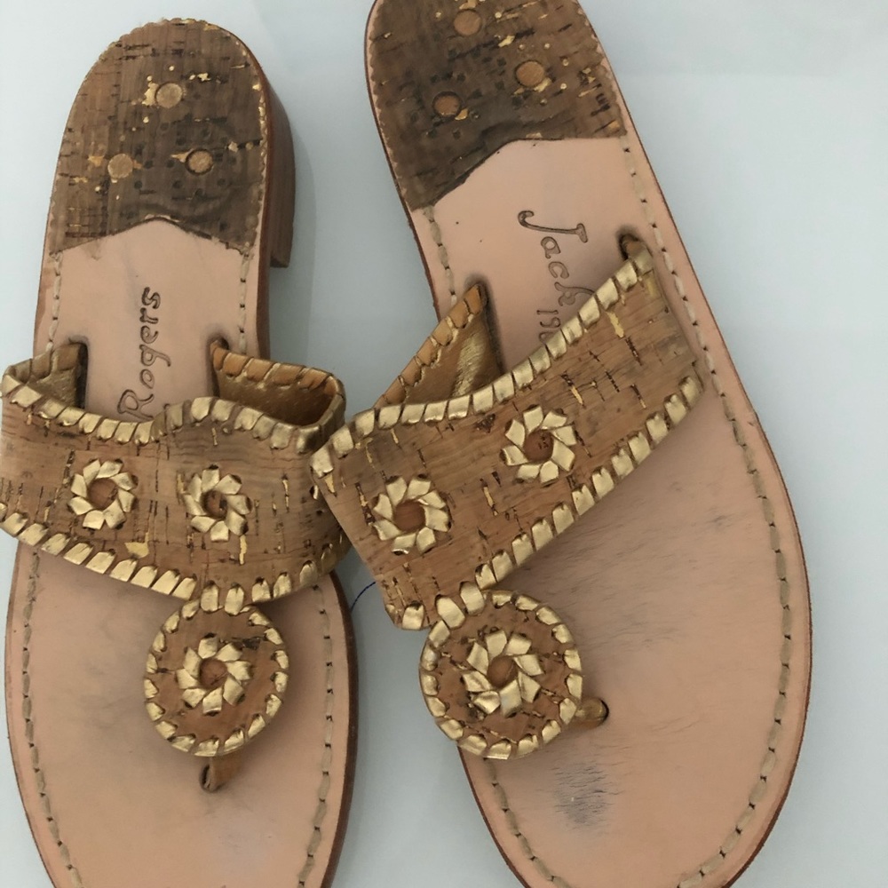 Jack Rodgers CORK THONG SANDALS WITH GOLD